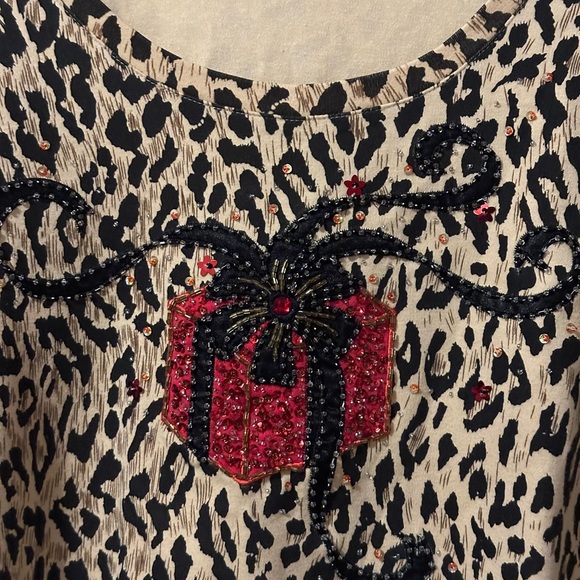 berek Animal Print Christmas blouse size XL - Picture 5 of 7